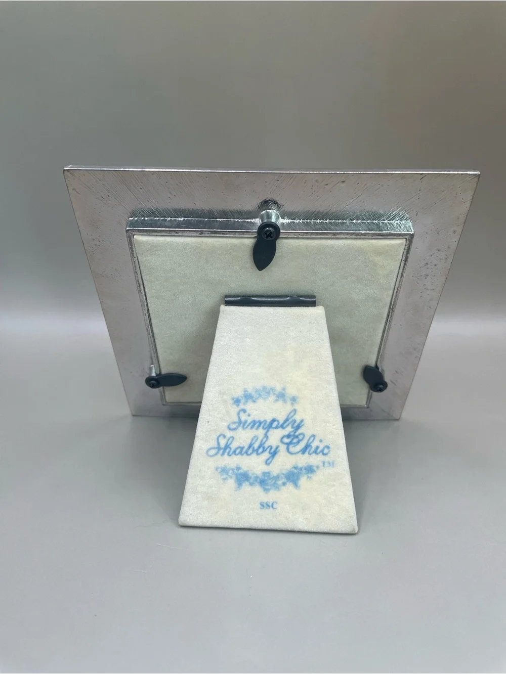 VTG Simply Shabby Chic 2005 Silvertone Cream Enamel Rhinestones 3” D Photo Frame